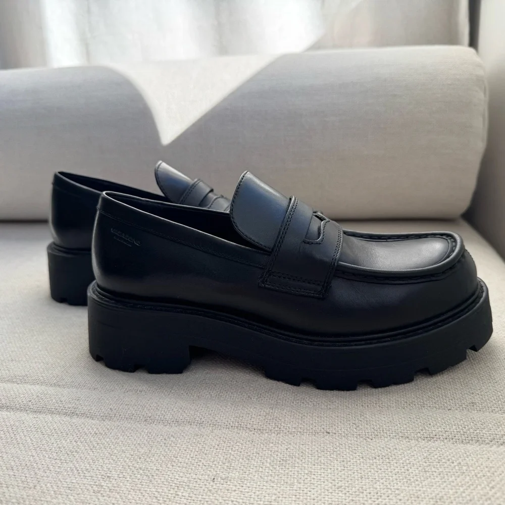Vagabond Black Chunky Leather Loafers sz 6 - Picture 3 of 7